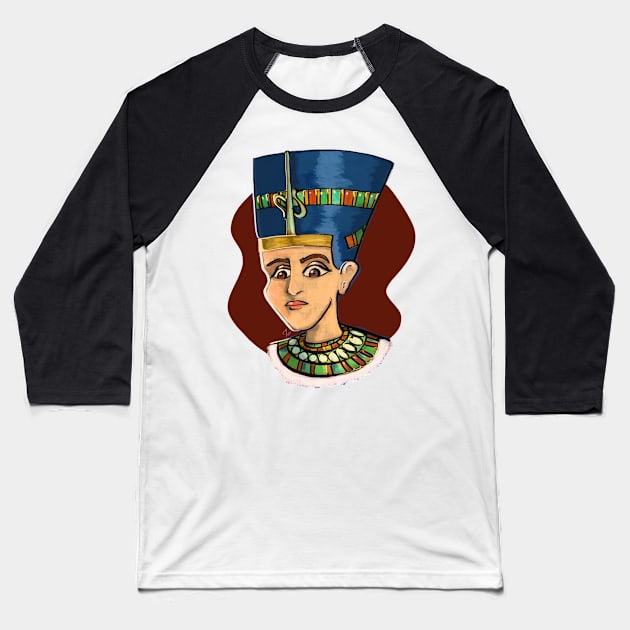 Nefertiti Baseball T-Shirt by GhoneamArt